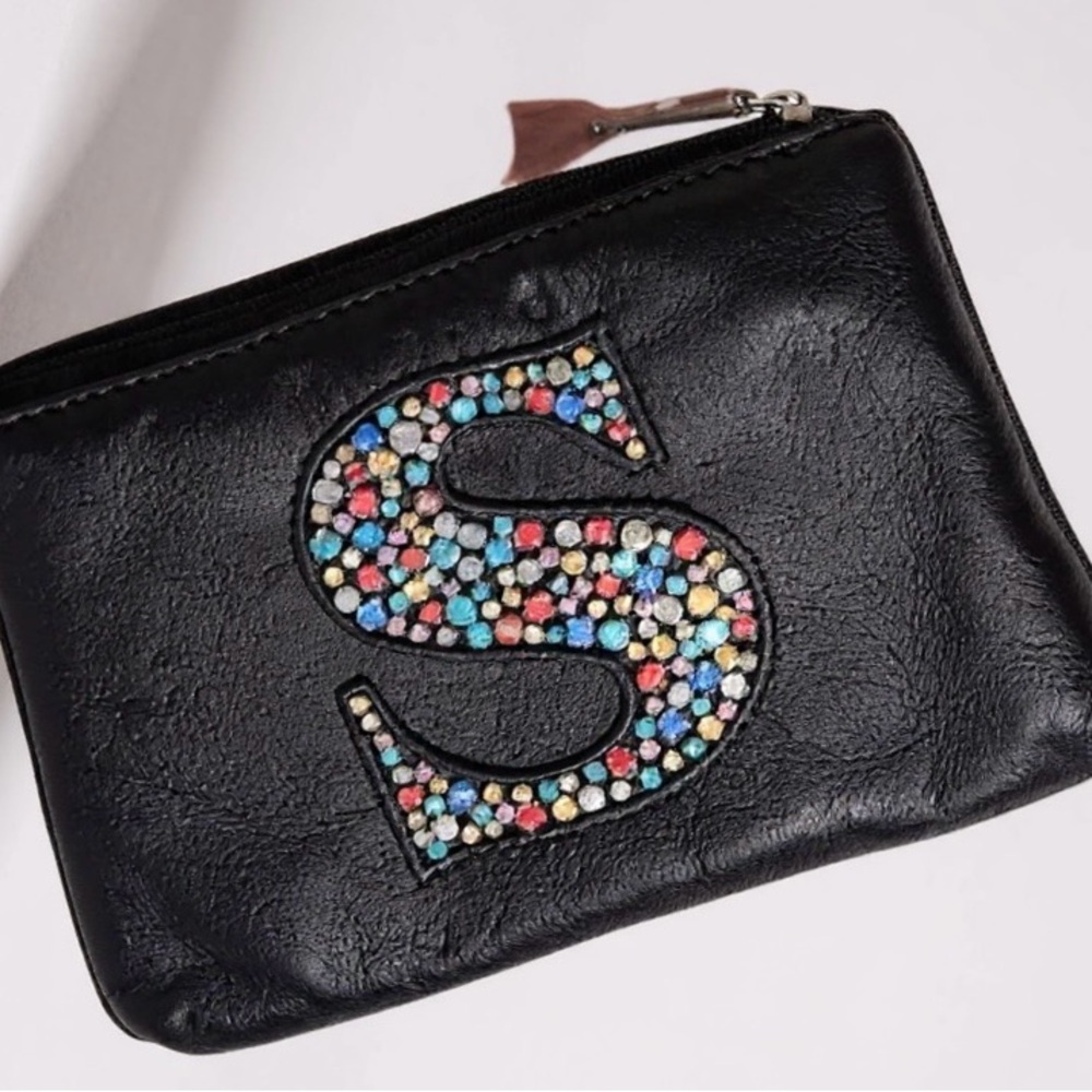 Elegant Black Clutch with Colorful 'S' Design